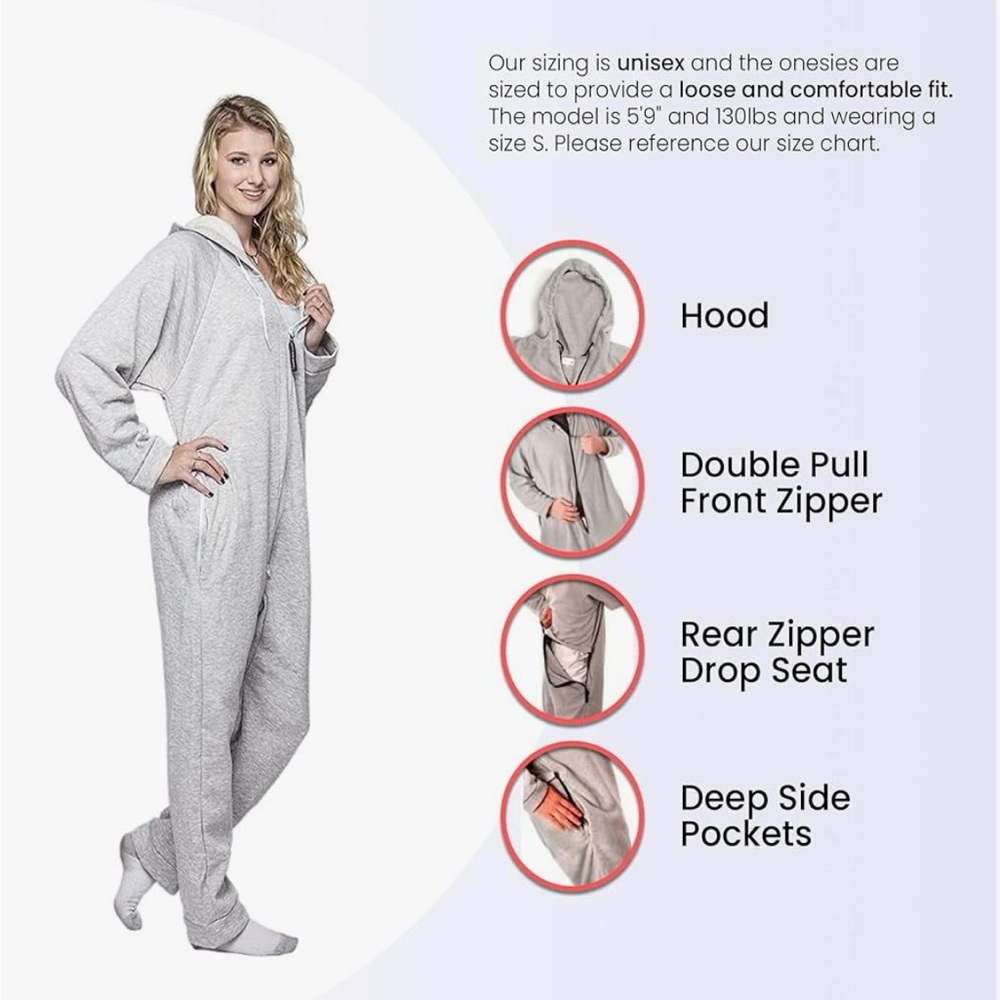 Cozy Gray Women's Onesie - Picture 2 of 8
